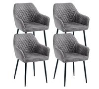 Set of 4 Suede Dining Chairs with Thick Cushs Design Faux Suede Fabric Perfect for Kitchen & Living Room Suede Grey Armchairs