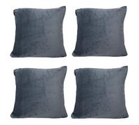 SET OF 4 - Super Soft Velvet Luxury Cushion Covers 17X17" / 43X43 cm - 8 Amazing Colours (Grey)