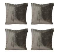 SET OF 4 - Super Soft Velvet Luxury Cushion Covers 17X17" / 43X43 cm - 8 Amazing Colours (Mink Brown Teddy)