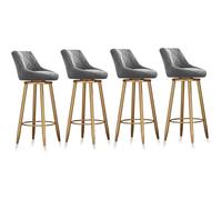 Set of 4 Swivel Bar Stools 65cm Velvet Kitchen Chairs with Back Counter Height Island Stools for Kitchen & Pub Slish Grey with d Legs