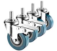 Set of 4 Swivel Caster Wheels 2.5" & 3" with Dual Locking Threaded Stem M10/M12 Silent Movement & No Floor MarksIdeal for Furniture & DIY Projects