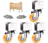 Set of 4 Swivel Caster Wheels with U-Bracket - 360° Rotatable Nylon Rollers for Smooth li - Ideal for Fur Cribs Baby Beds (22mm)