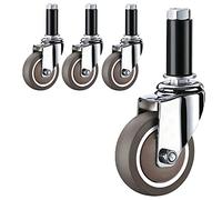 Set of 4 Swivel Caster Wheels2in 2.5in 3in 4inSocket Type Mounting StemSilent Rubber Castors with Shock Absorption & Dual Locking Brakes for Smooth Mobility