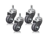 Set of 4 Swivel Casters with M12 Threaded Stem, 63/75/100mm Silent Polyurethane Wheels, Heavy-Du Industrial Transport Wheels with Brake for Carts, Worktables & Fur