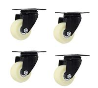 Set of 4 Swivel Casters with Plate Heavy-Duty Nylon Wheels Quiet White Design Easy Top Plate Installation 120 kg Load Capacity Ideal for Chairs Tables and Planters