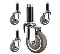 Set of 4 Swivel Castors 2" 2.5" 3" 4" with Dual Lock Threaded Stem M12x60mm No Noise Thermoplastic Rubber Wheels for Serving Cart & Dining Carts
