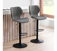 Set of 4 Swivel Counter Height Bar Stools - 30 Inch Modern Grey Velvet Chairs with Gold Legs Stylish Back Support for Kitchen Island Dining Room and Home Bar