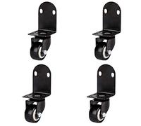 Set of 4 Swivel L Wheels with Brake, 360-Degree Rubber Casters, Perfect Replacement for Carts, Furniture, Workbenches, Trolleys, 1.5/2 Inch, Black (2 Inch, 4 Pack)