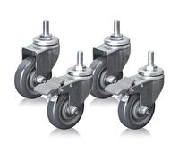 Set of 4 Swivel Locking Casters - M12 Threaded Polyurethane Wheels, 63/75/100mm, Quiet Industrial Rollers for Hand Carts, Work Tables & Fur li.