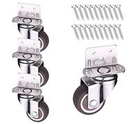 Set of 4 Swivel Replacement Casters 1" 1.25" 1.5" 2" L-Shaped with TPE Side Mounting Plate Locking Wheels for Cribs Cabinets Tables DIY Shelves