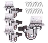 Set of 4 Swivel Replacement Wheels for Furniture 1" 2" Rubber TPE Casters with L Shaped Mounting Plate Locking Wheels for Baby Cribs and Furniture