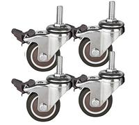 Set of 4 Swivel Rubber Casters M10 Threaded Stem 50mm Max Load 150kg Carbon Steel Swivel Support Universal Quiet Design with Brake for Furniture and Hospital Use
