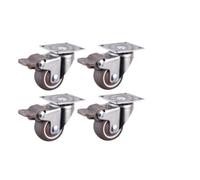 Set of 4 Swivel Rubber Furniture Casters Silver Platform Cart Wheels 1.0 Inch Soft Rubber Rollers for Chairs & Household Accessories