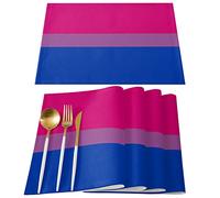 Set Of 4 Table Placemats Lgbt Flag Bisexuality Pink Blue Purple Non-Slip Placemat Washable Placemats Set For Party Outdoor 30X45cm