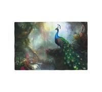 Set Of 4 Table Placemats Peacock Print Stain Resistant Placemat Heat Resistant Placemats Set For Dining Kitchens 30X45cm