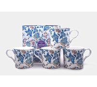 SET OF 4 TAHITI FINE BONE CHINA MUGS GIFT BOXED FREE UK DELIVERY