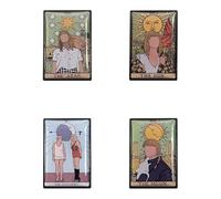 Set of 4 Tarot Style Brooch Pins - The Star, The Sun, The Moon, The Anti-Hero Illustration Enamel Lapel Pin Badge, Retro Alloy Blouse Pins for Music Fans, Rock Style Outfits, Jackets, Backpacks and Da