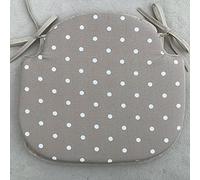 SET OF 4 TAUPE POLKA DOT DESIGN SPINDLE BACK SHAPED CHAIR SEAT PADS (For Seats Approx. 17" Wide X 15" Deep)