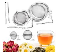 Set of 4 Tea Infusers for Loose Tea Strainer Stainless Steel Tea Filter for Loose Tea, Spice Strainer Tea Strainer Tea Infuser Stainless Steel Tea Filter Ball with Chain, Fine Mesh Spherical Ball (5