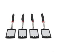 Set of 4 Telescoping LED Inspection Mirrors with Flexible Neck and Full 360 Degree Rotation for Inspection in Confined or Hard to Reach Spaces