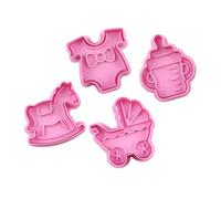 Set of 4 Themed Cookie Molds for Newborns Parties Efficient PP Materials Pastries Decorating Essential Easy Cleaning Dessert Shaping Tool