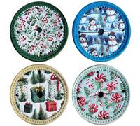 Set of 4 Themed Drink Coasters for Wine Glasses | Reusable Slip-On Stemmed Glass Coasters | No More Water Rings | Christmas 1