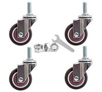 Set of 4 Threaded Stem Casters 2in (M8/M10) with Screws & Safety Brake HeavyDuty Replacement Wheels for Furniture Carts Trolleys WorkbenchSmooth Mobility & Stability