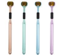 Set of 4 Three-Sided Toothbrushes, Soft Bristles with Tongue Scraper, Firm Grip for Adults