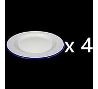 Set of 4 Traditional Falcon White Enamel Dinner Plate Roasting Baking (24 cm) by Falcon