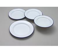 Set of 4 Traditional Falcon White Enamel Dinner Plate Roasting Baking (24cm)