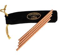 Set of 4 - Twisted Pure Copper Drinking Straws in Black Velvet Bag with Cleaning Brush. Part of the 1897 Collection from Cuyahoga Copper