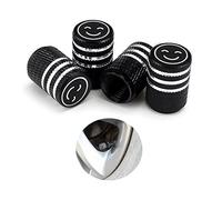 Set of 4 Tyre Valve Caps Smiley Valve Caps Black Tyre Valve Caps Aluminium Tyre Valve Caps Corrosion Resistant Universal Valve Cap Tyre Valve Caps With Seals