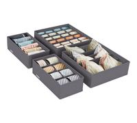 Set of 4 Underwear Drawer Organisers, Drawer Dividers, Foldable, for Bras Undies Socks Ties, Fabric Storage Boxes,Slate Grey