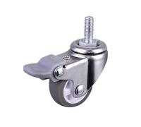 Set of 4 Universal Lightweight TPE Casters 1"/1.25"/1.5"/2" with Silent Brake (M6 1" Mini Screws) Perfect for Furniture DIY Projects and Home Use
