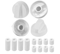 Set of 4 Universal Oven Knobs with 12 Adapters, Gas Hob Knobs, Universal Replacement Diameter 6 cm, Compatible with All Brands, White