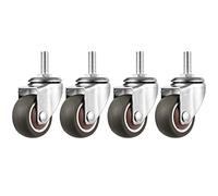 Set of 4 Universal Soft Rubber Swivel Wheels with Threaded Stem 38mm for Trolleys Carts Dollies Workbenches Smooth Rolling & Durable