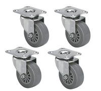 Set of 4 Universal Stainless Steel Casters 50mm Flat Plate Silent & Durable Max Load: 40kg GreyPerfect for Furniture & HeavyDuty Applications