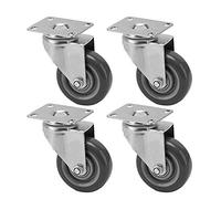 Set of 4 Universal Swivel Casters with Threaded Stem M12 6.3cm 7.6cm 10cm Silent Polyurethane Wheels Brake Perfect for Furniture Office Chairs ScaffoldingUse