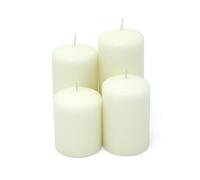 Set of 4 Unscented Pillar Candles | Graduated Ivory Candles for Home Decor, Church & Events | Long-Burning Decorative Candles - 58x130mm to 58x75mm