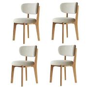 Set of 4 Upholstered Solid Wood Dining Chairs Off white Cotton Linen Living Room Seating Simple Modern Design for Dining Room Bedroom Bar6 Chair Option Available