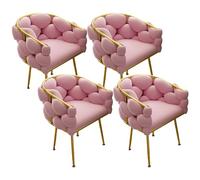 Set of 4 Urban Style Fabric Upholstered Dining Chairs with Unique Backrest and Gold Metal Frame Modern Accent Side Chairs for Kitchen Living Room and Home Office