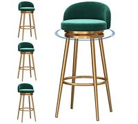Set of 4 Velvet Bar Stools with 360° Backrest, Counter Height Upholstered Stools for Kitchen Island, Dining Room, Breakfast Bar, Soft Padded Seat, Base