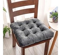 Set of 4 Velvet Dining Chair Cushions Extra Thick 8cm Seat & Back Pads Square Gray Seat Cushions for Fall & Winter Comfortable Chair Pads for Kitchen & Dining Room