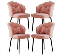 Set of 4 Velvet Dining Chairs with Carbon Steel Legs Lightweight Luxury Design for Home Backrest Perfect for Makeup and Manicure Desks (Color: Bean Paste Black)