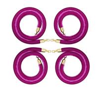 Set of 4 Velvet Rope Barriers 2-10ft Black Red Pink Orange Green for Hanging with Gold Hooks - Ideal for Event Crowds Red Carpet and Queue Management