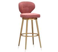 Set of 4 Velvet Swivel Bar Stools, Counter Height with Backrest, Pink Kitchen Island Seating, Black Metal Legs for Pub, Cafe, and Restaurant Use - 75cm