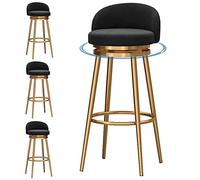 Set of 4 Velvet Swivel Bar Stools with 360° Backrest, Comfortable Counter Height Upholstered Chairs for Kitchen Island, Dining Room, Breakfast Bar, Soft Cushioned Seat and Sturdy Base