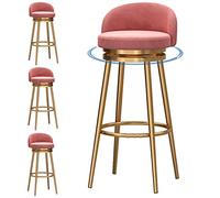 Set of 4 Velvet Swivel Bar Stools with 360° Backrest, Upholstered Counter Height Chairs for Kitchen Island, Dining Room, Breakfast Bar, Soft Padded Seat and Sturdy Base