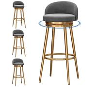 Set of 4 Velvet Swivel Bar Stools with 360° Backrest, Upholstered Counter Height Stools for Kitchen Island, Dining, Breakfast Bar, Soft Padded Seat and Sturdy Base