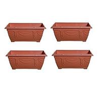 Set Of 2 Venetian Window Box Trough Planters Small 40cm Plant Pot Terracotta Colour